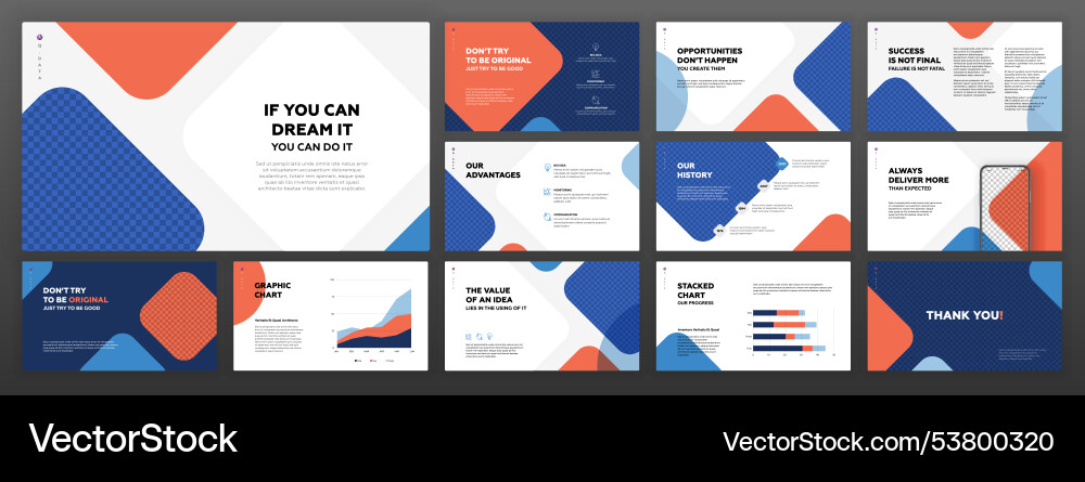 Modern powerpoint presentation template set vector image