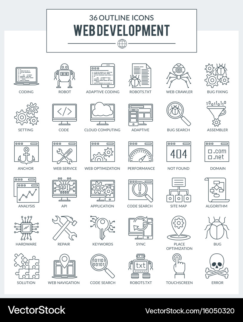 Modern Web Development & Programming Icons Modern Web Development & Programming Icons vector image
