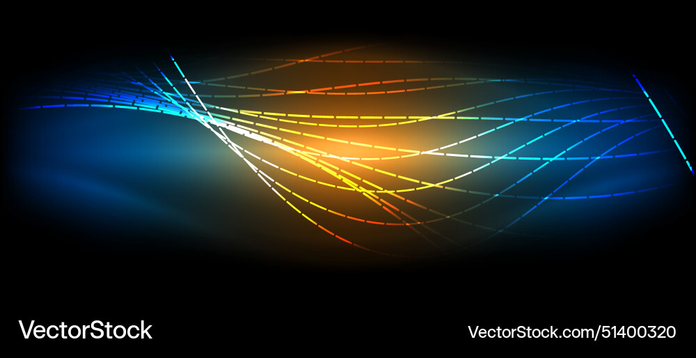 Neon wave lines with blend effect Vector Image