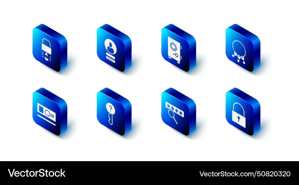 Set create account screen safe bunch of keys lock Set create account screen safe bunch of keys lock vector image