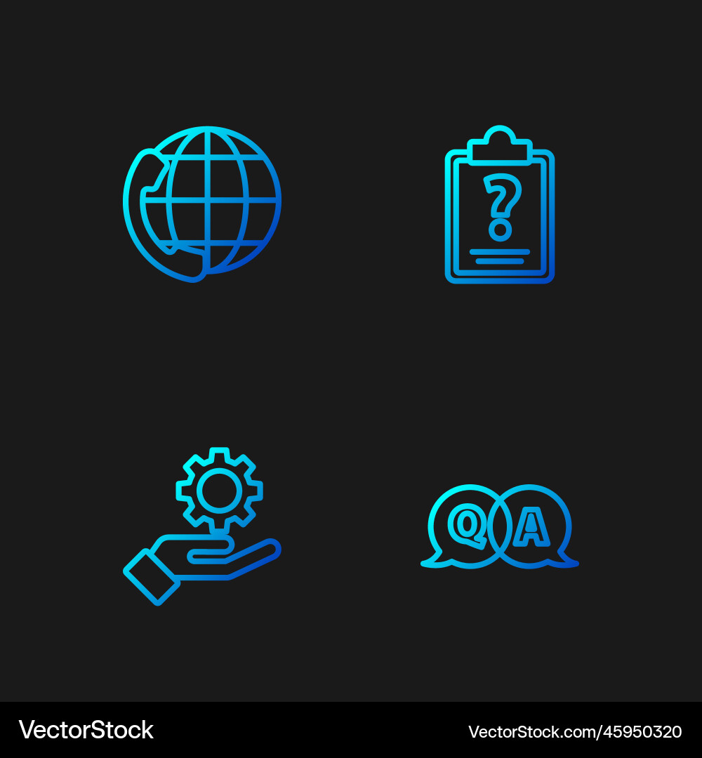 Set line question and answer settings in the hand Set line question and answer settings in the hand vector image