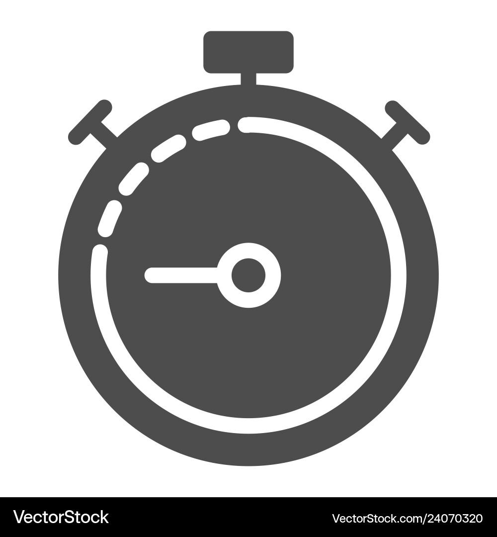 Stopwatch solid icon timer time Stopwatch solid icon timer time Vector Image