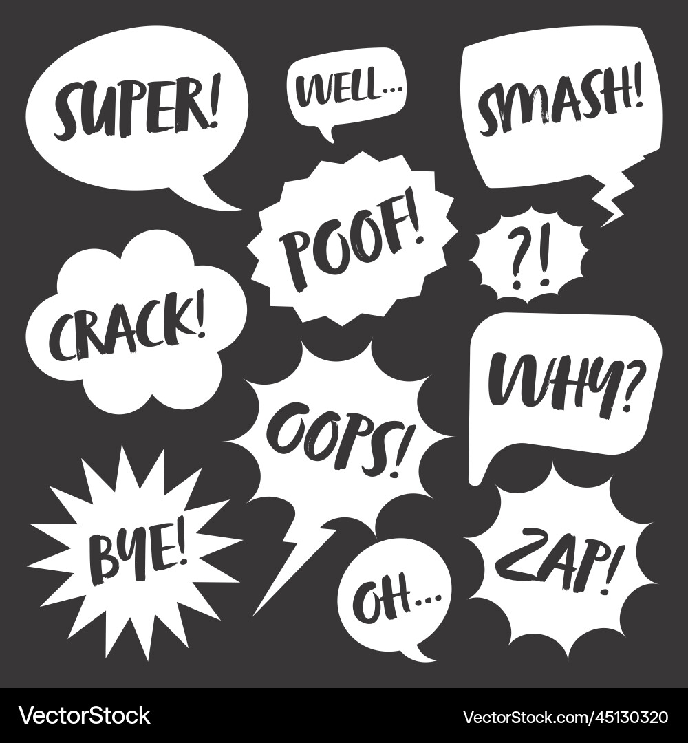 White comic speech bubbles with handwritten text Vector Image