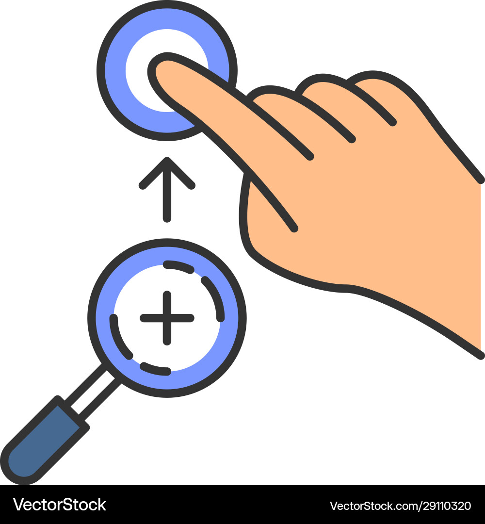 Zoom in vertical gesturing color icon Zoom in vertical gesturing color icon vector image