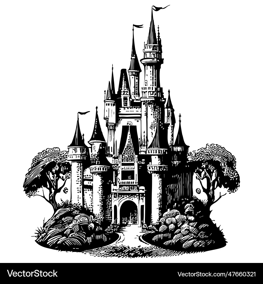 Antique castle sketch hand drawn in doodle style Antique castle sketch hand drawn in doodle style vector image