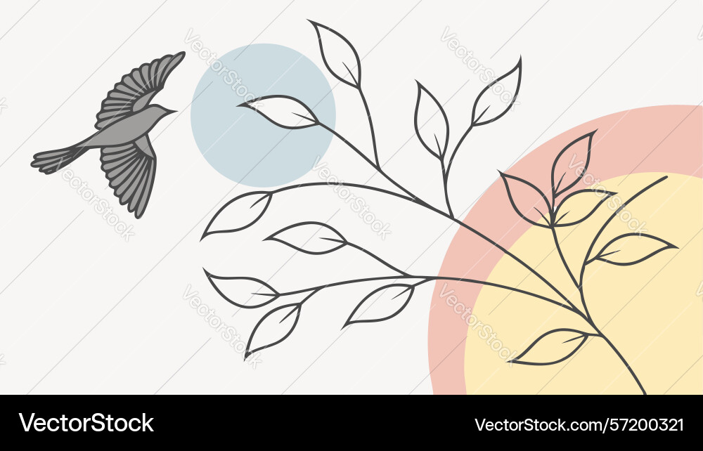 Bird branches abstract elements design vector image