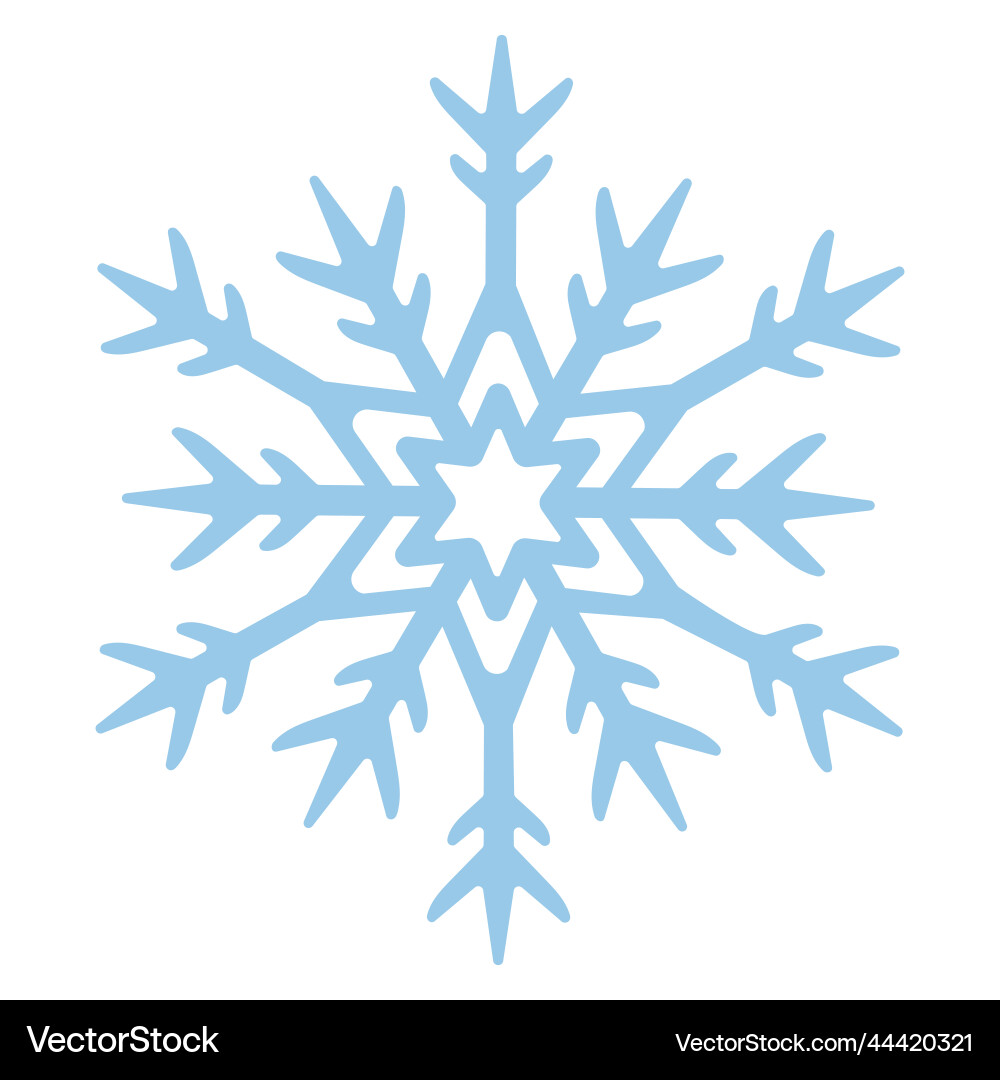 Blue snowflake fragile crystal of complex shape Blue snowflake fragile crystal of complex shape Vector Image