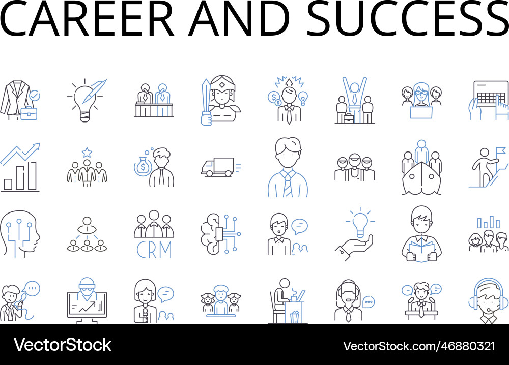 Career and success line icons collection Vector Image