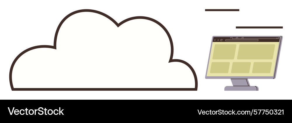 Cloud as storage syncing with computer screen Cloud as storage syncing with computer screen vector image