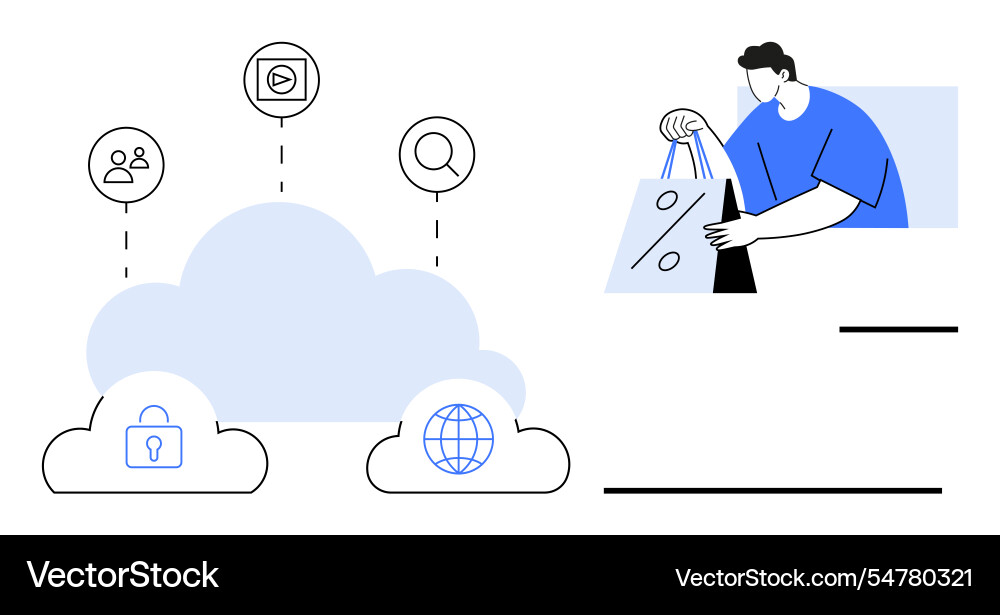 Cloud Computing mit verschlüsselten Daten und global Cloud Computing mit verschlüsselten Daten und global vektorbild
