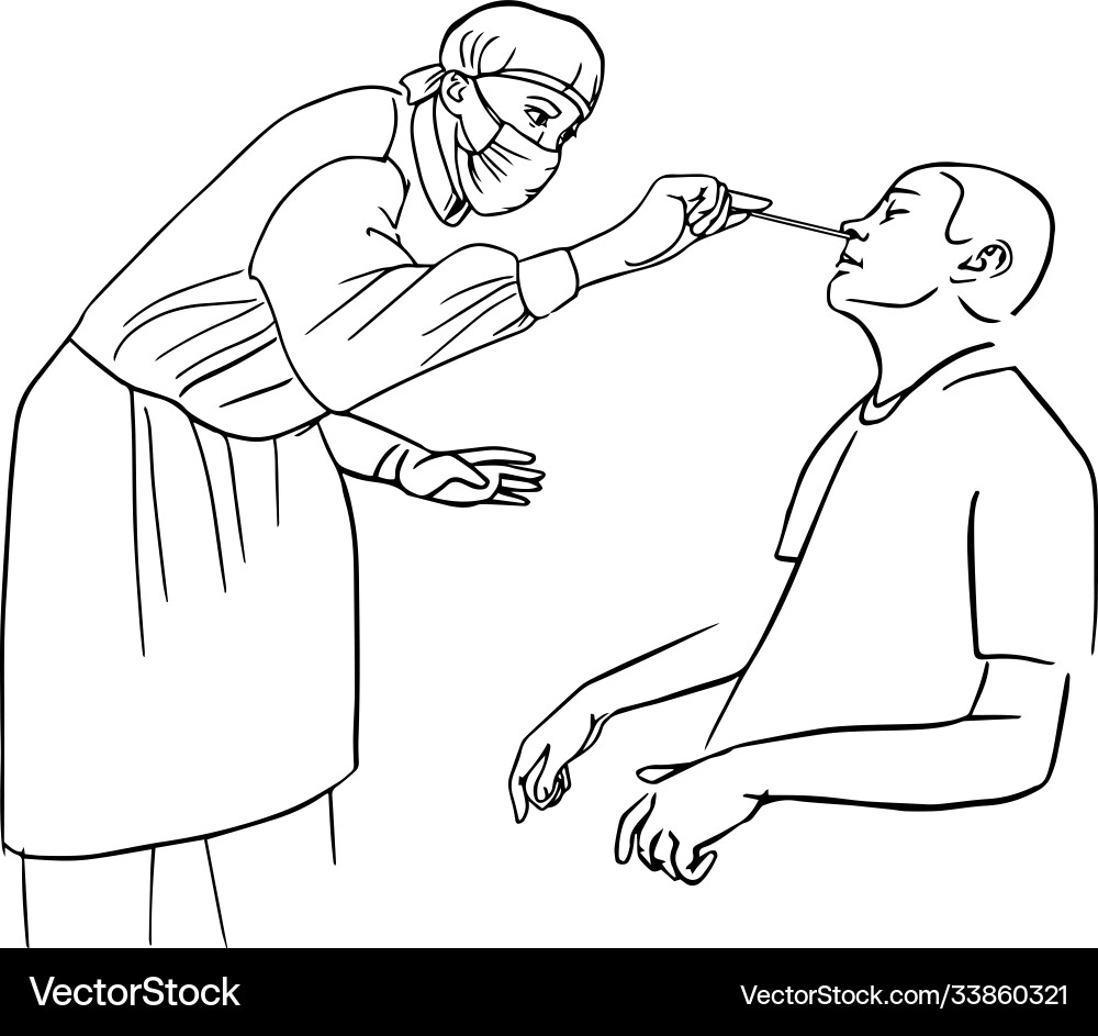 Doctor makes a virus test analysis Doctor makes a virus test analysis vector image