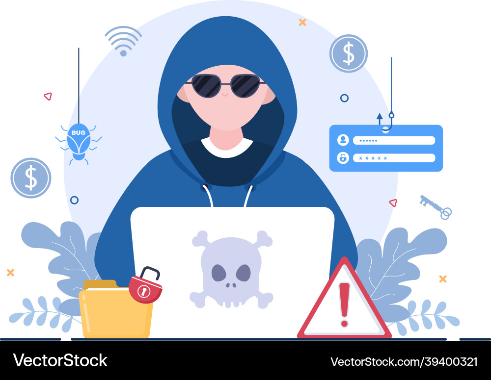Hacker mit Computer-Server zu Aktivität gehackt Hacker mit Computer-Server zu Aktivität gehackt vektorbild