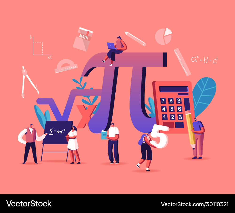 Math Students Learning with Pi vector image