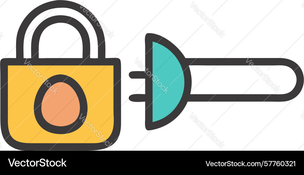 Padlock key and keyhole icon access control vector image