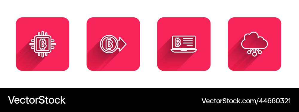 Set line cpu mining farm bitcoin vector image