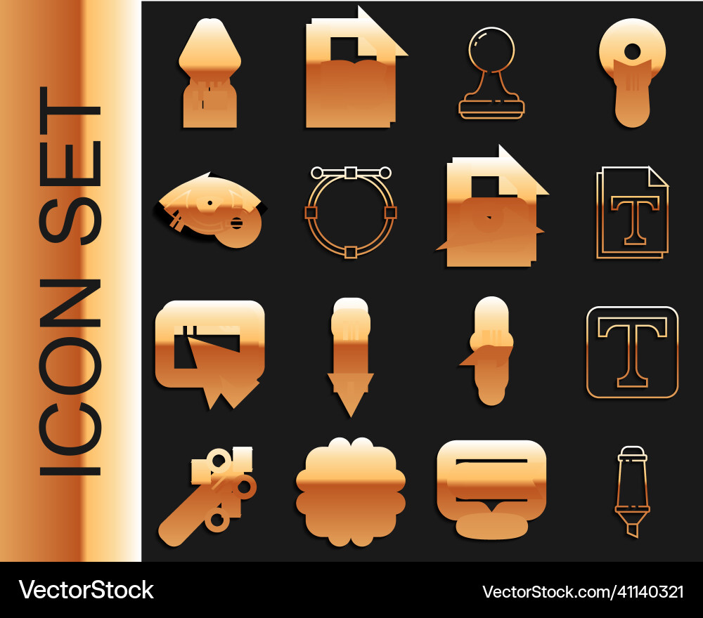 Set line marker pen text file document stamp vector image