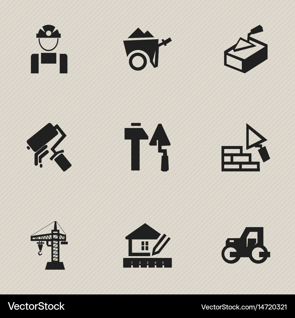 Set of 9 editable building icons includes symbols vector image