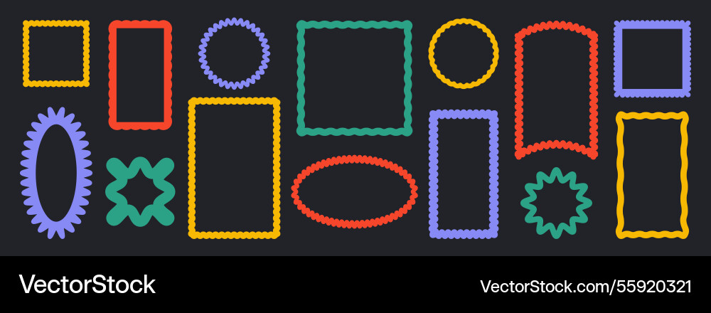 Squiggle frames abstract frame with scalloped Squiggle frames abstract frame with scalloped vector image