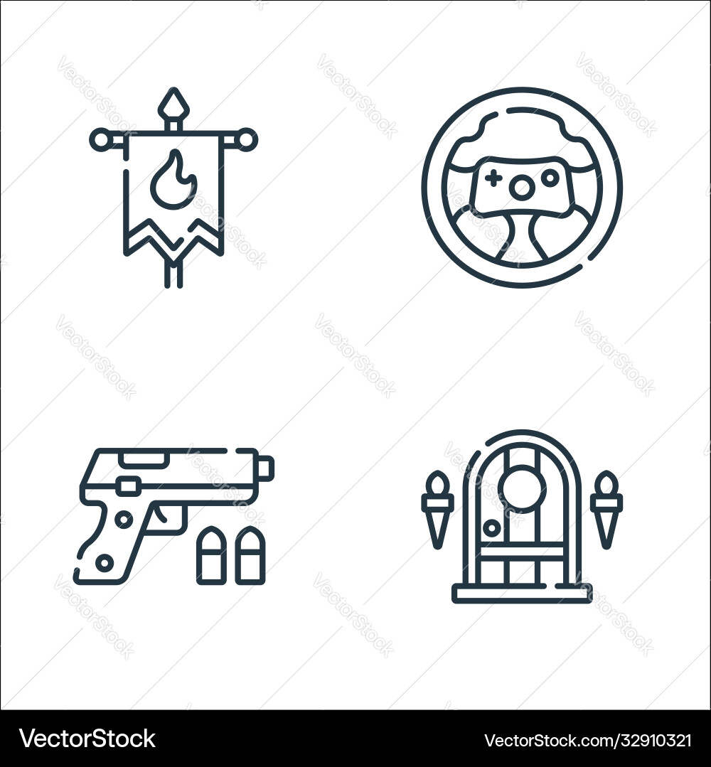Videogame line icons linear set quality Videogame line icons linear set quality vector image