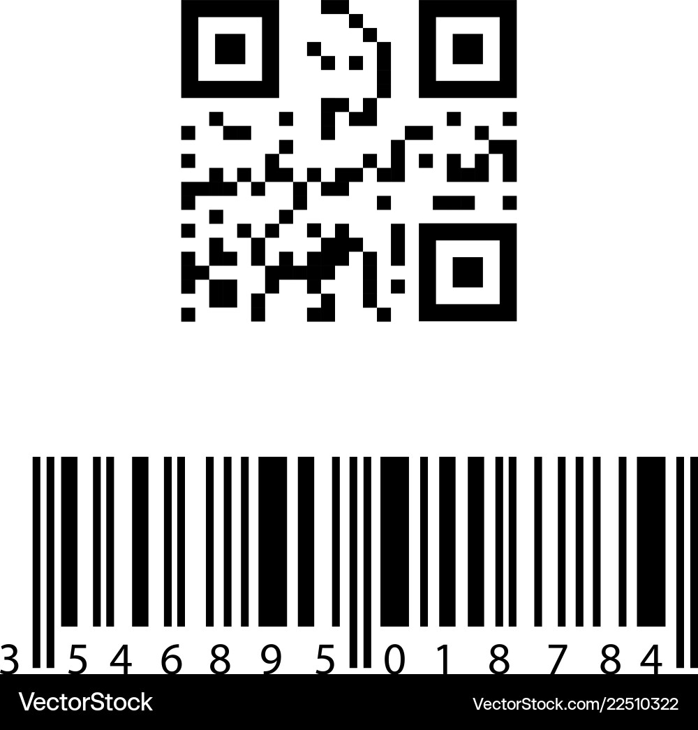 Barcode with qr code vector image