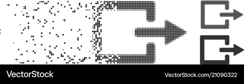 Broken pixel halftone exit icon Broken pixel halftone exit icon vector image
