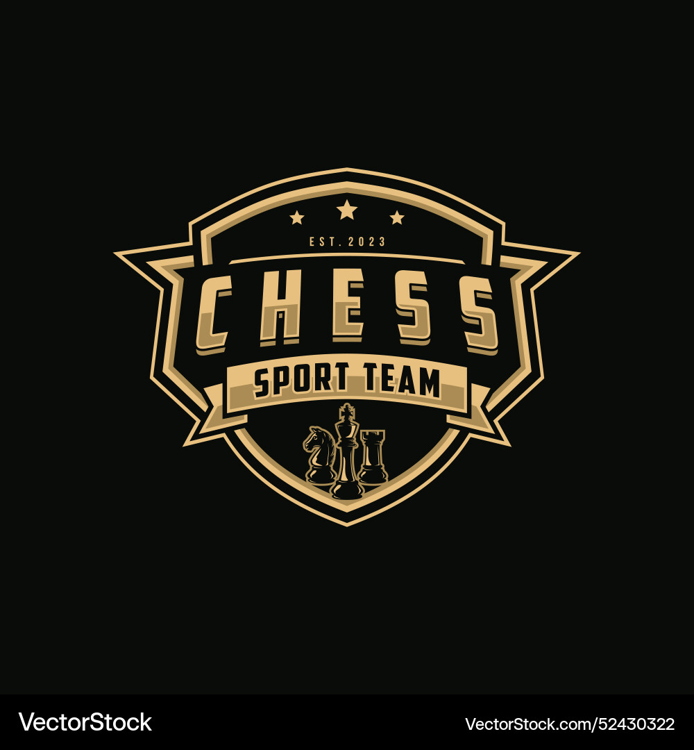 Chess Sport Emblem - Logo Template Vector Image