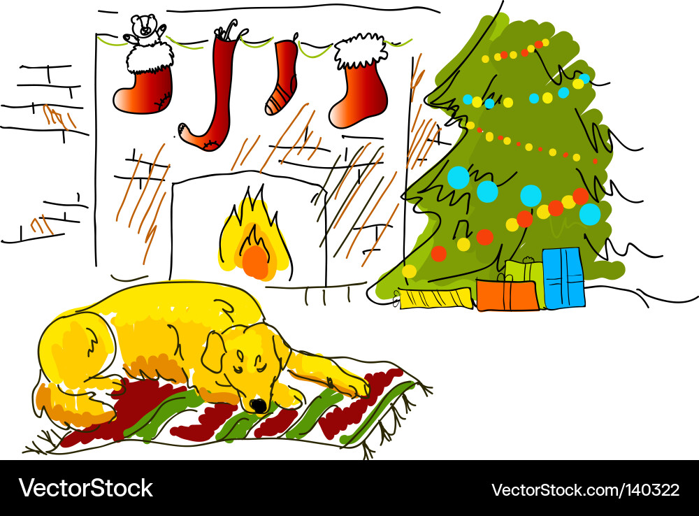 Christmas Sketch - Festive Scene vector image