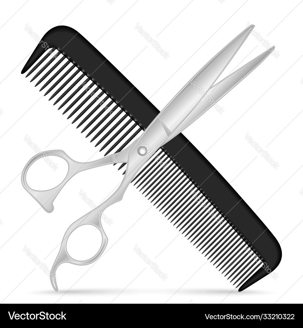 Comb and Scissors Icon Vector Image