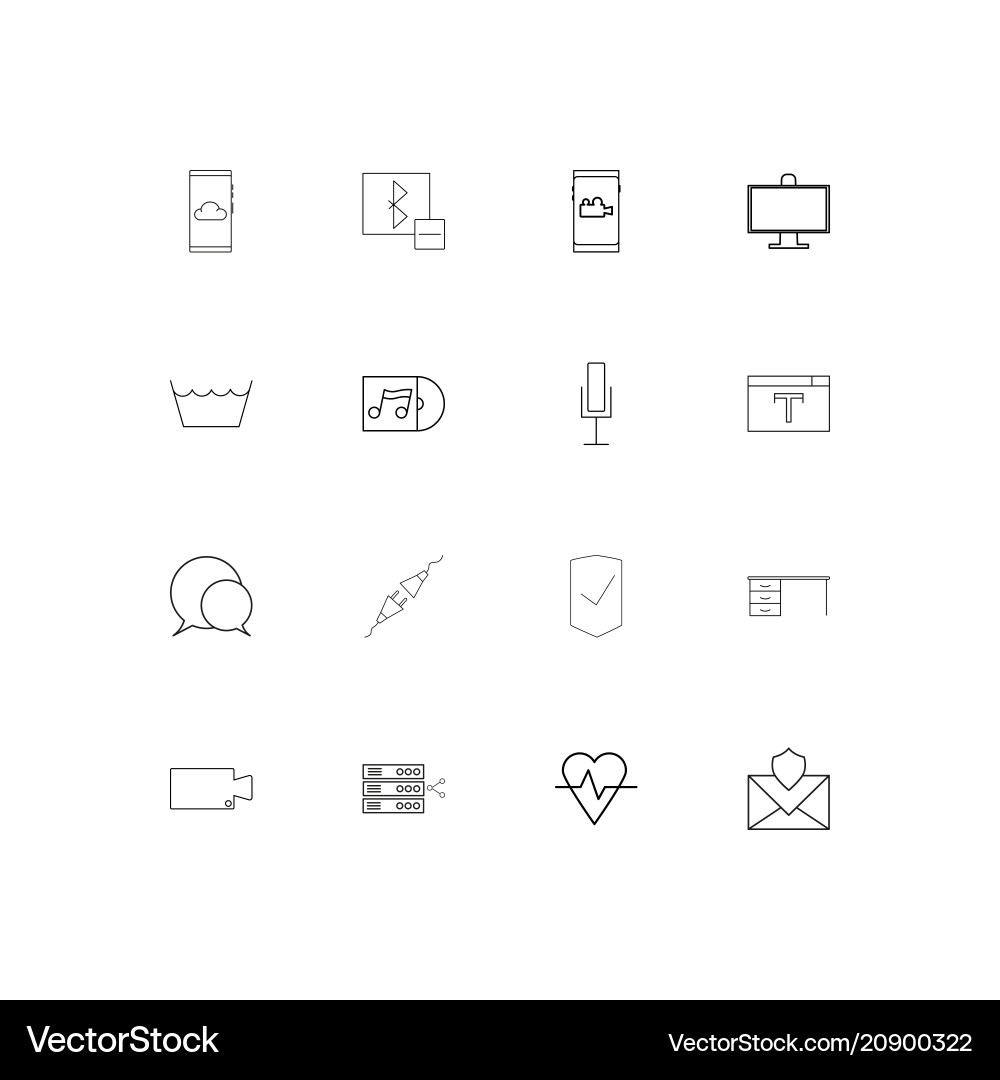 Devices linear thin icons set outlined simple vector image