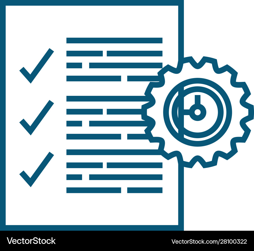 Document with clock in gear shape line style Vector Image