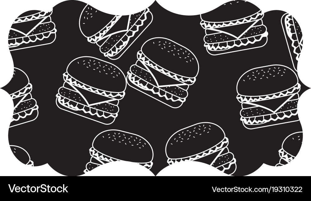 Frame with hamburgers pattern background Vector Image
