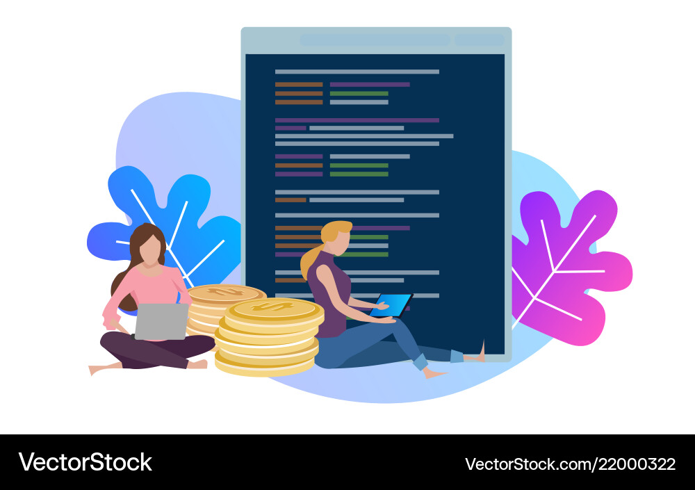 Frauen Programmierer Kodierung vektorbild