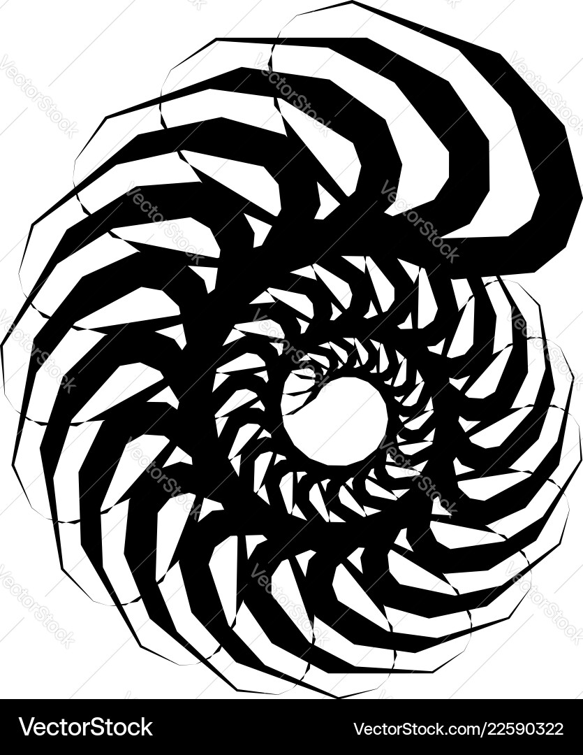 Geometric circular spiral abstract angular edgy Geometric circular spiral abstract angular edgy vector image