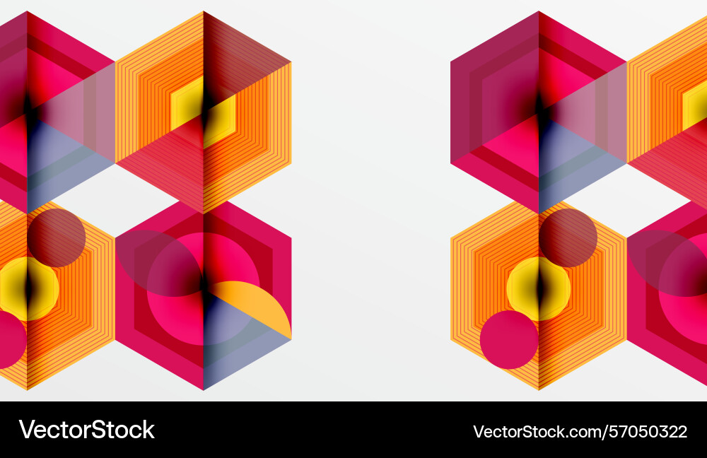 Geometric patterns hexagons vibrant colors create Vector Image