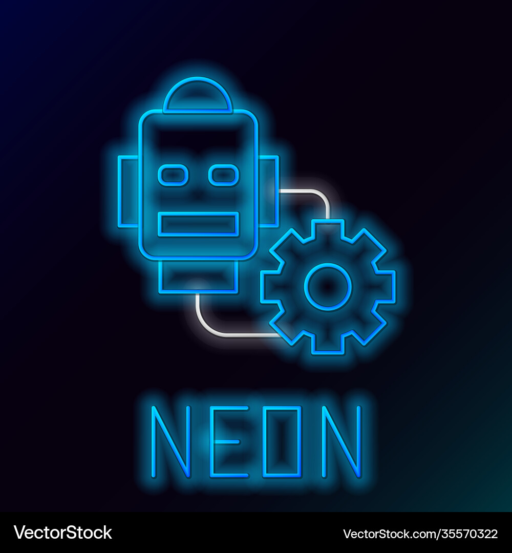 Glowing neon line robot setting icon isolated Glowing neon line robot setting icon isolated vector image