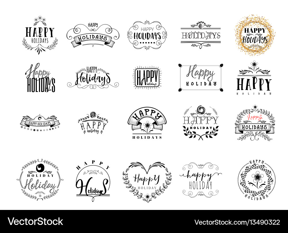 Happy Holidays Badge Collection vector image