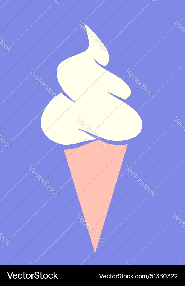 Ice cream - vanilla soft serve in a cone Ice cream - vanilla soft serve in a cone vector image