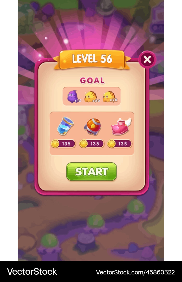 Komplettes Set von Level-Taste Spiel ui Pop-up-Symbol Vektorbild