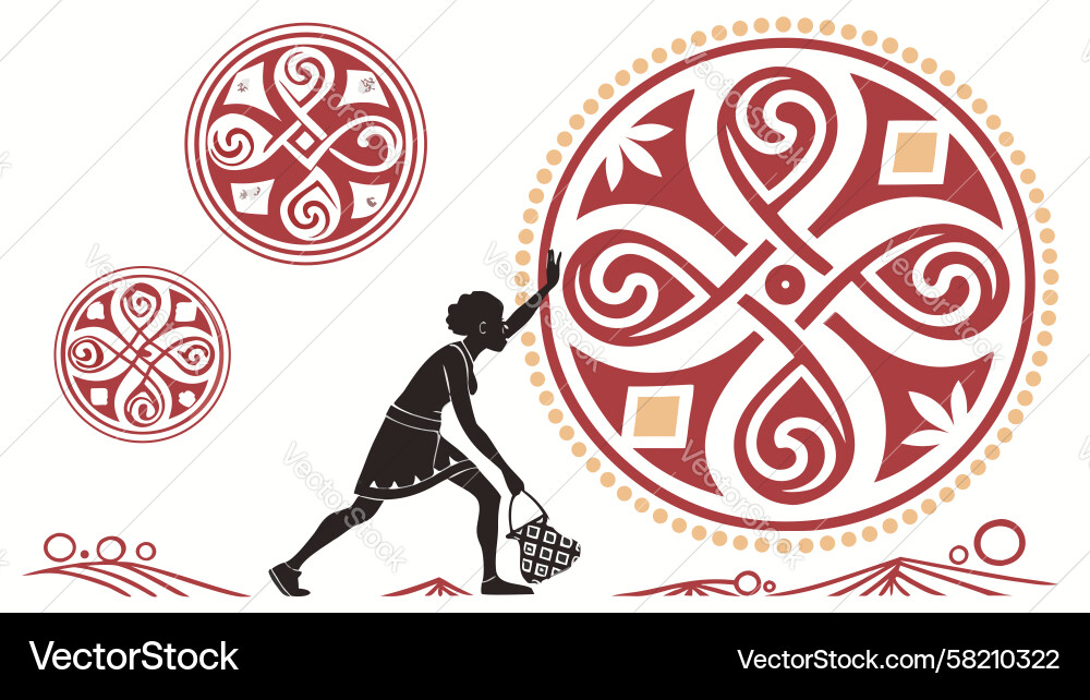 Man Pushing Circular Emblem Vector Image