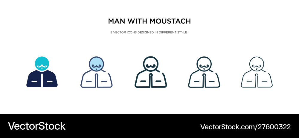 Man with moustach icon in different style two vector image