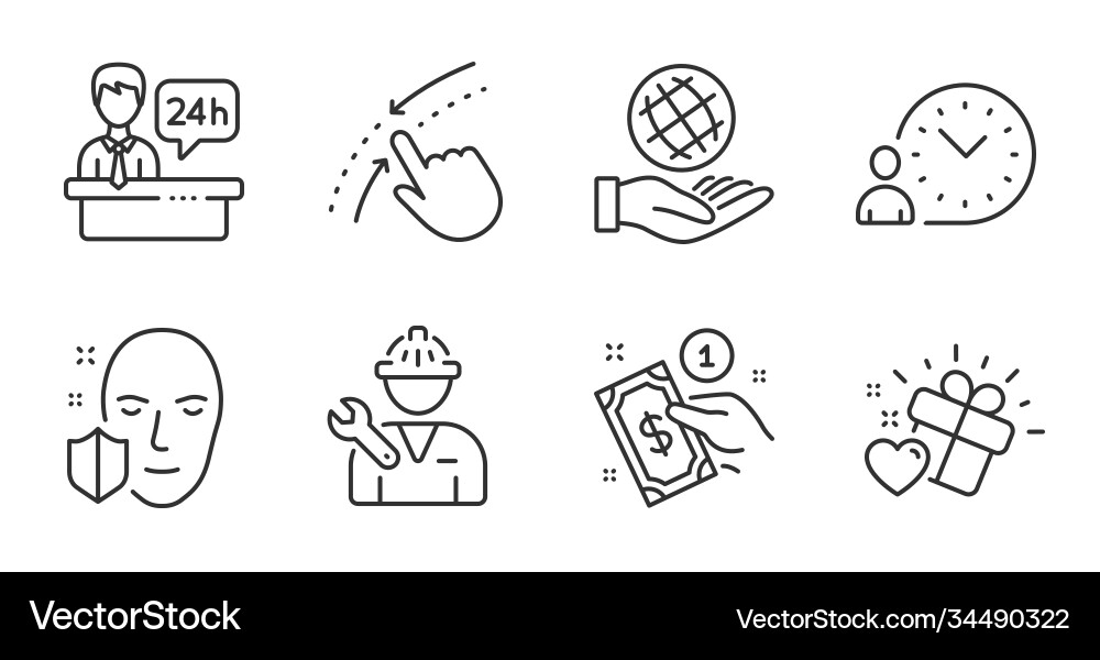 Payment method swipe up and reception desk icons Payment method swipe up and reception desk icons Vector Image