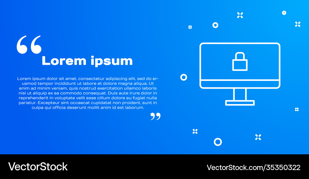 White line lock on computer monitor screen icon Vector Image