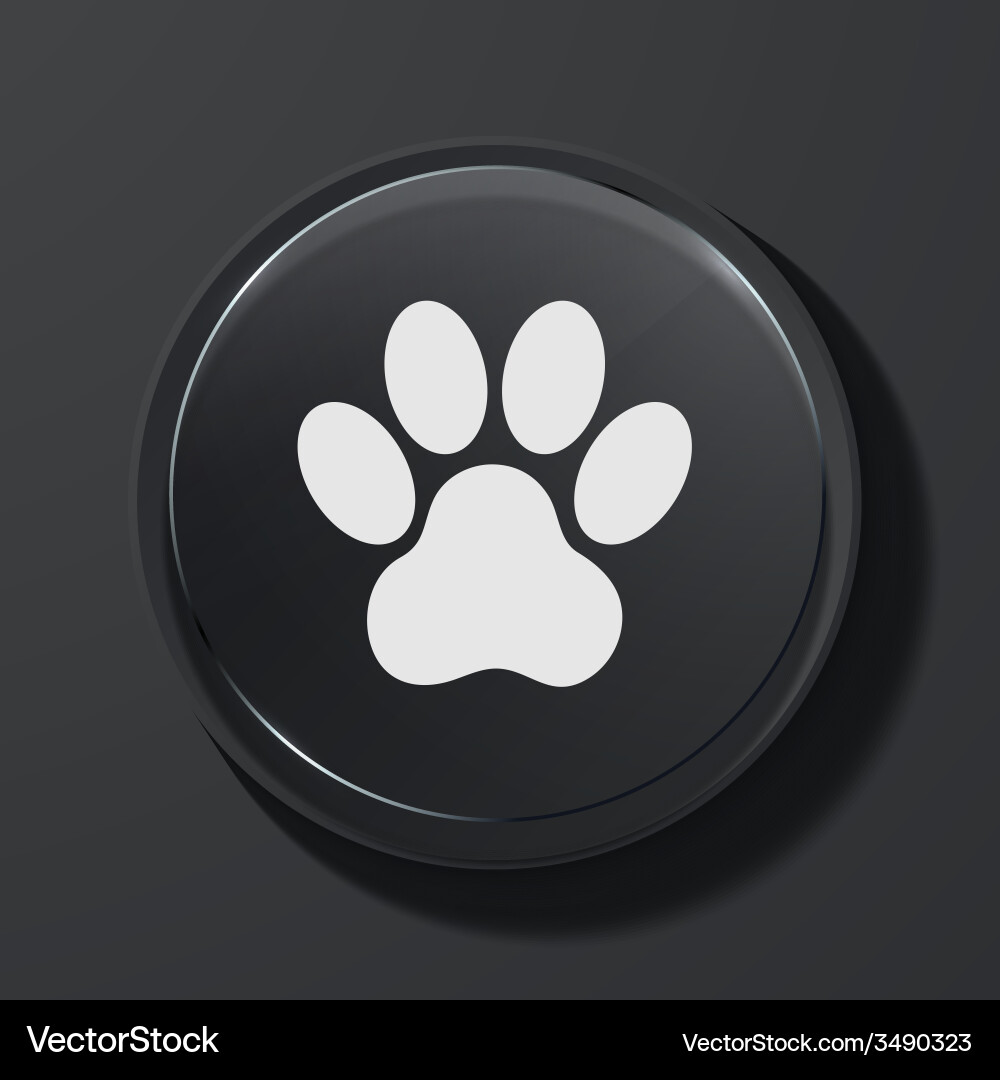 Animal Paw Print Glass Icon Vector Image
