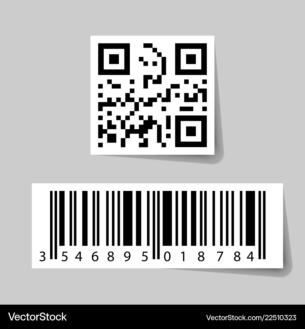 Barcode with qr code vector image