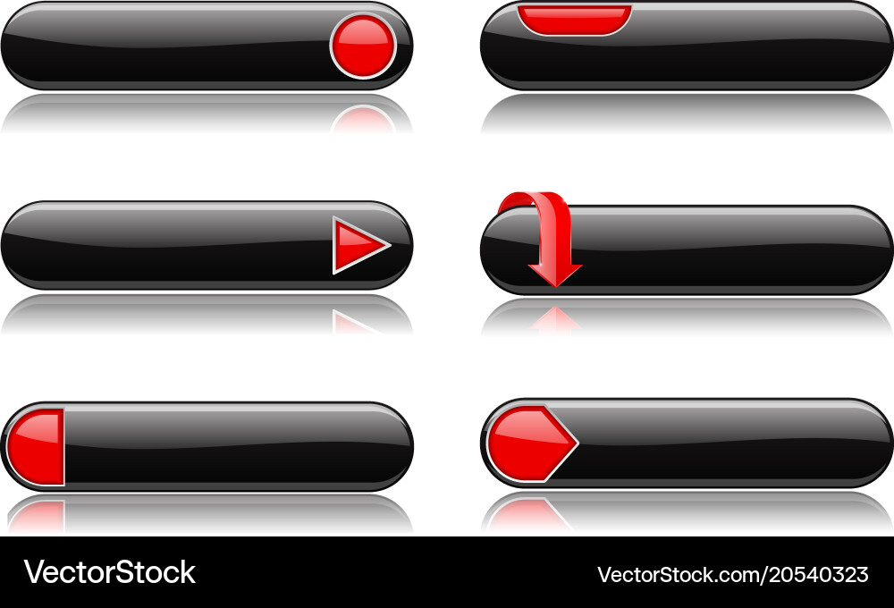 Black buttons with red signs menu interface vector image