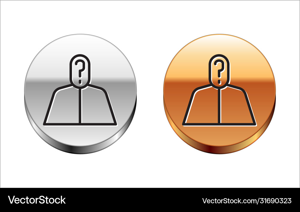 Black line anonymous man with question mark icon Black line anonymous man with question mark icon vector image