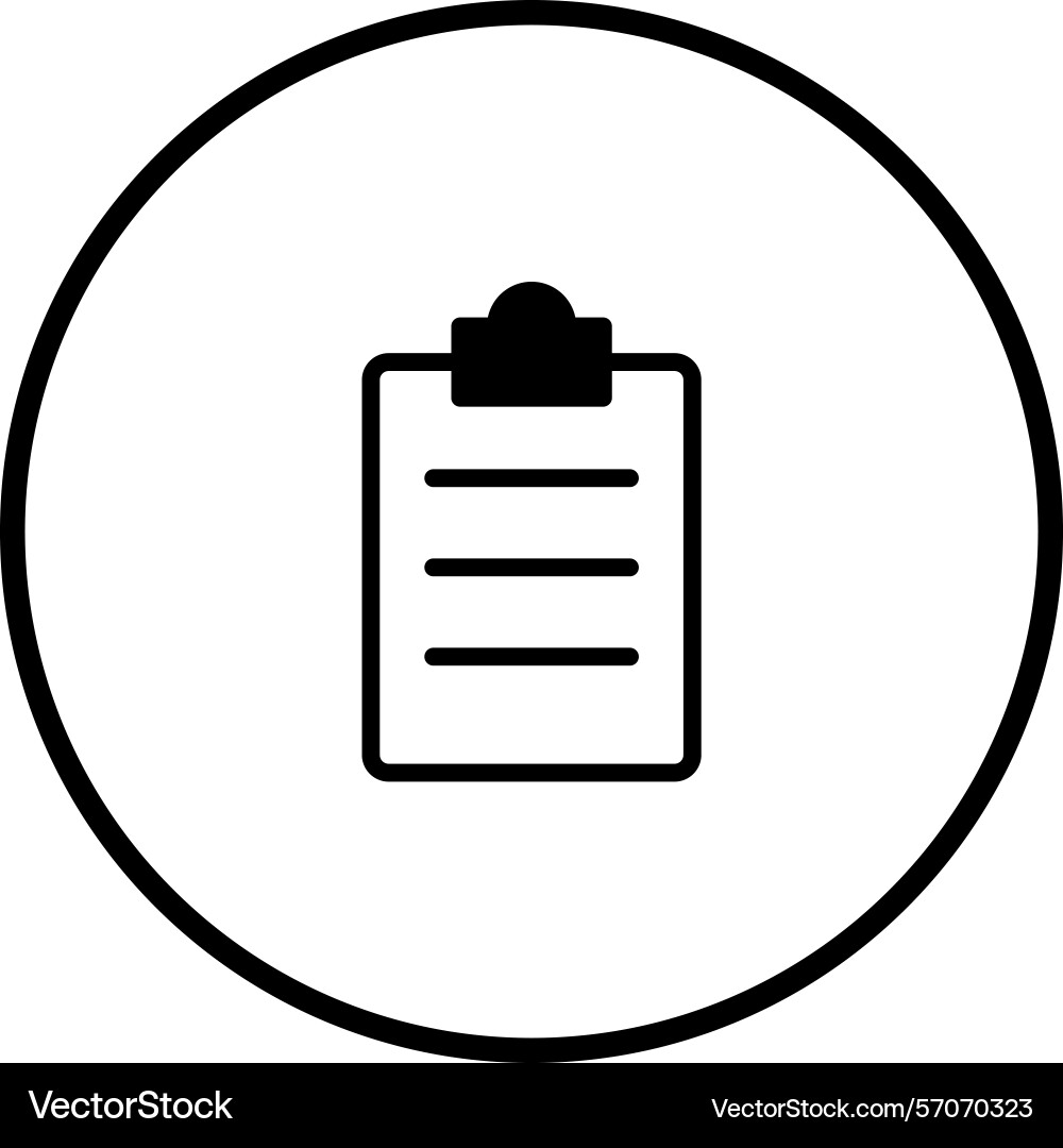 Clipboard icon with lines in a circle simple Clipboard icon with lines in a circle simple vector image