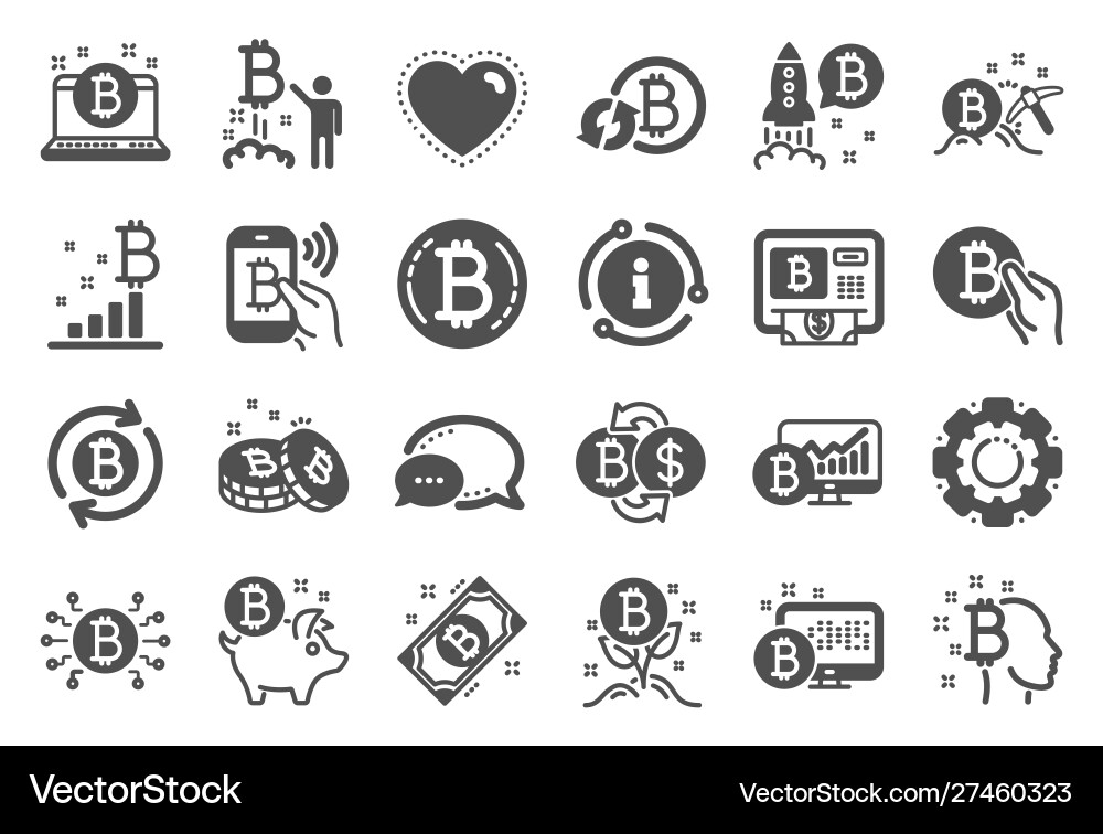 Cryptocurrency icons set blockchain crypto Vector Image