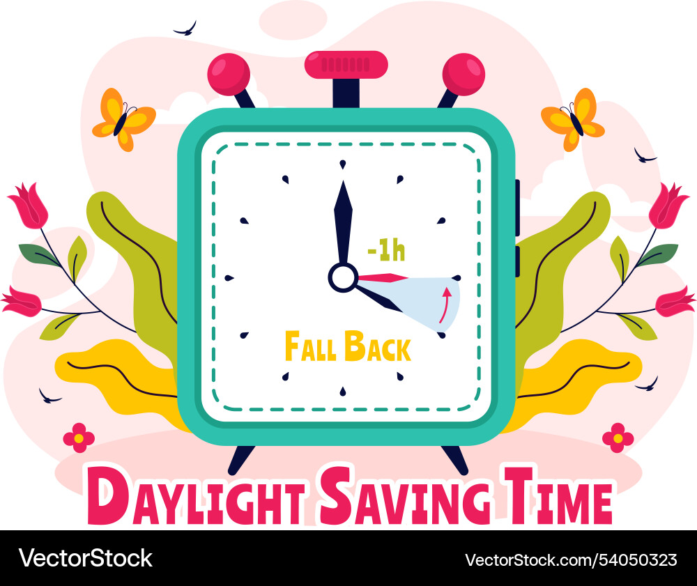 Daylight saving time with alarm clock Daylight saving time with alarm clock vector image