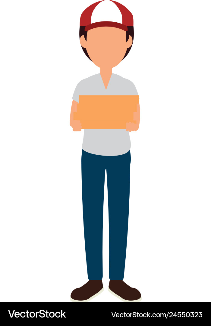 Delivery worker with box avatar character Delivery worker with box avatar character vector image